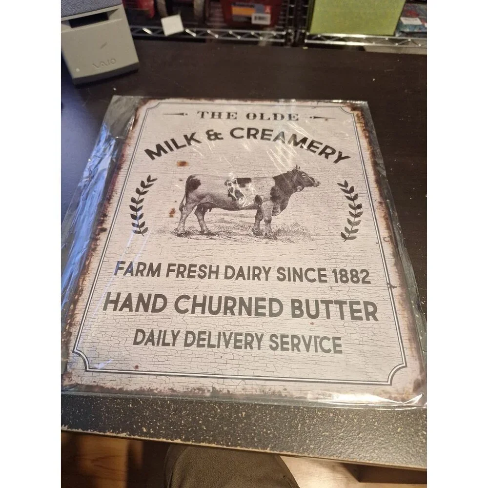 The Olde Milk & Creamery Metal Tin Sign 10.5